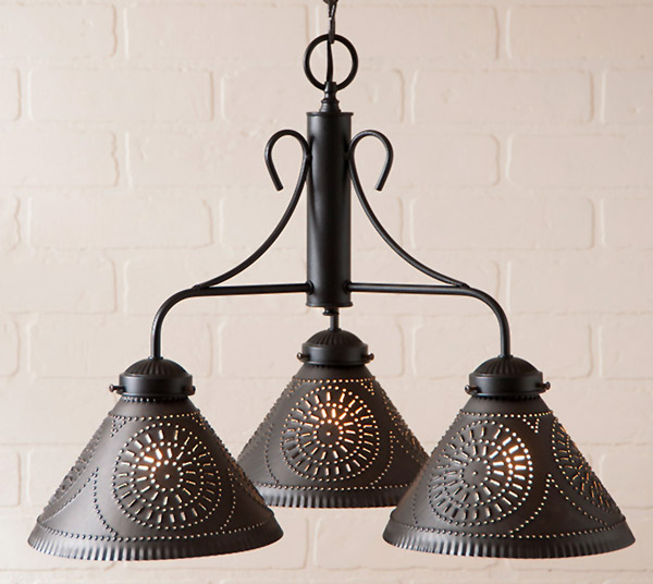 Wrought Iron Punched Tin Chandeliers Island Lights