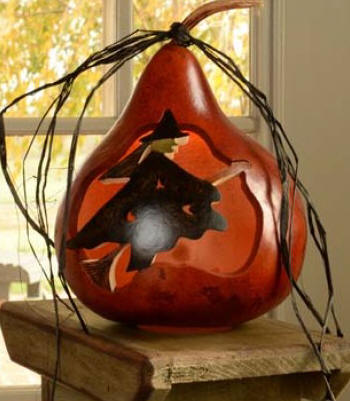 Witch Silhouette Halloween Gourd