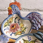 Rooster Dish, Floral