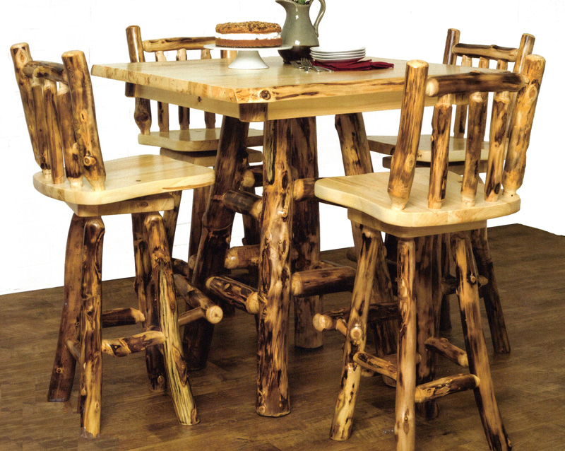 Gathering Tables From All Our Amish, Log Pub Table And Chairs