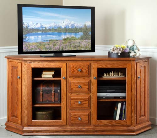 AMISH Pine Unfinished ~ Primitive CORNER DOOR Entertainment TV Cabinet Storage 